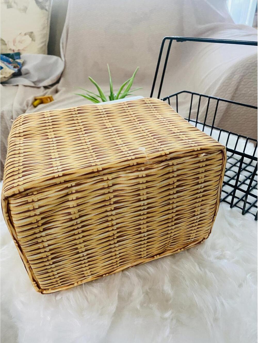 Black Metal Wire Storage Handle Basket and Brown Basket Set - Picture 9 of 10